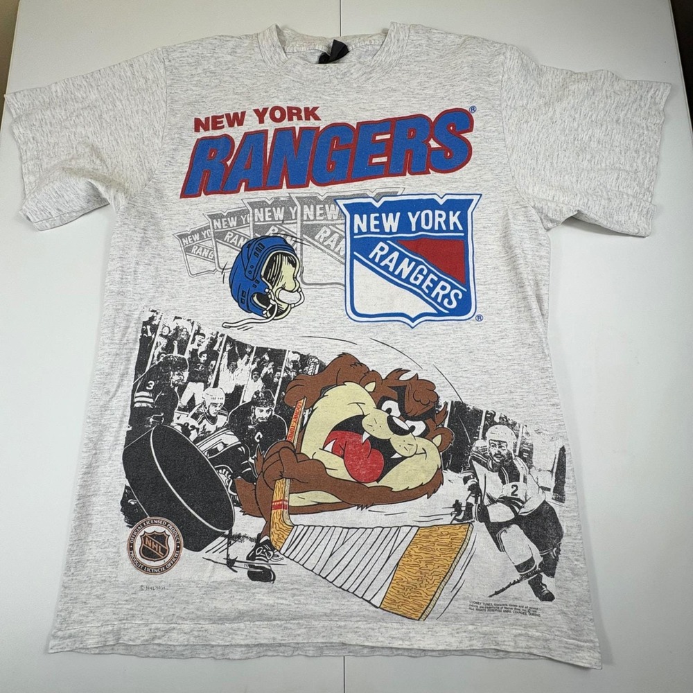 Vtg 1991 NY Rangers Taz Looney Tunes T Shirt Single Stitch Changers Rare Grail L